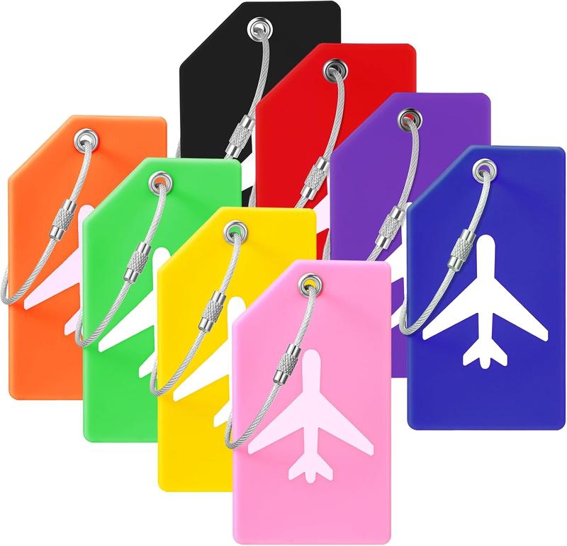 8 count Luggage Tags  Luggage Suitcases Tags for Travel Luggage Bag Name Tags includes Name Cards with Partial  Cover and Stainless Steel Loops for Secure Fastening