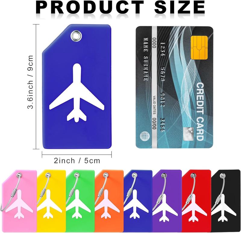 8 count Luggage Tags  Luggage Suitcases Tags for Travel Luggage Bag Name Tags includes Name Cards with Partial  Cover and Stainless Steel Loops for Secure Fastening