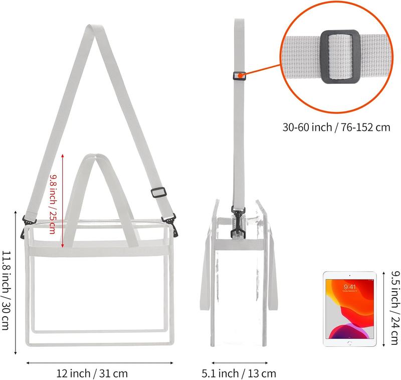 Clear Tote Bag Stadium Security Approved, See Through Clear Handbag Purse Bag for Work, Beach, Stadium