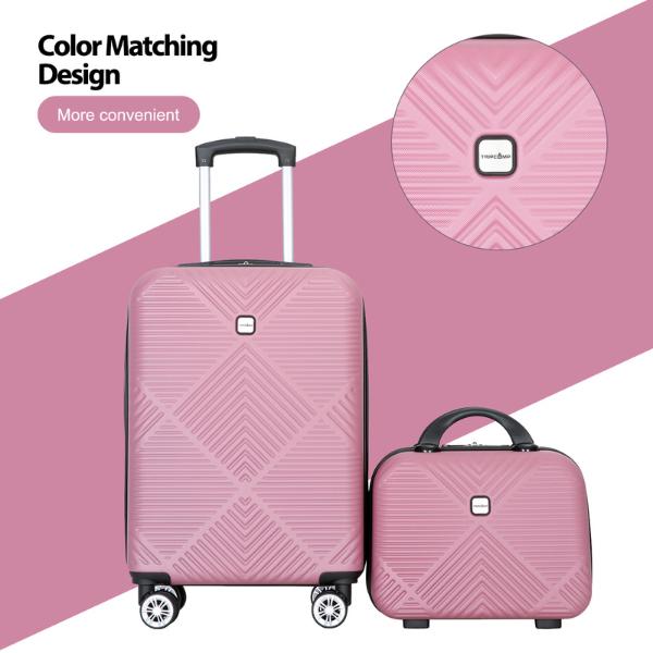 Luggage Sets 2 Piece Suitcase Set (14 20 )Hardside Suitcase with Spinner Wheels Lightweight Carry On Luggage(Pink)