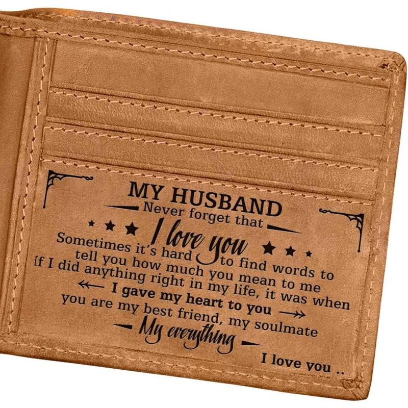 Christmas Birthday Gifts for Men, To My Husband Gifts, Anniversary Wedding Gifts for Husband from Wife, Romantic Gifts for Him, Leather Mens Wallet, Gifts for Men , RFID Bifold Wallet for Men