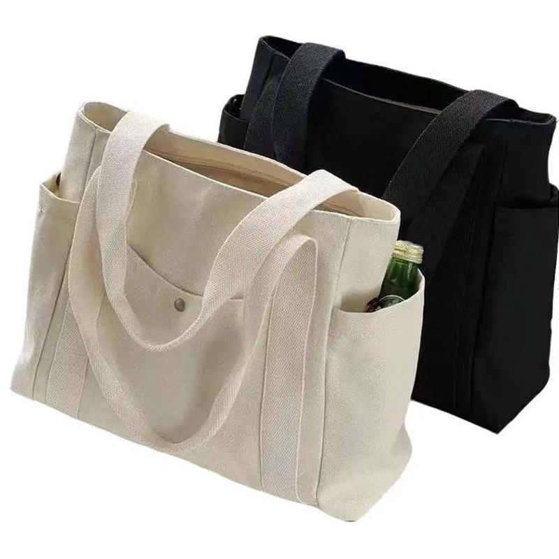 Spacious Durable Canvas Tote Bag - Fashionable Solid Color Shoulder Bag for Women - Versatile Handbag & Purse Perfect for Work Shopping, Travel, Sport