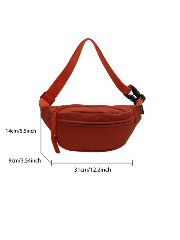 Women's Solid Color Fanny Pack, Fashionable Casual Versatile Zipper Chest Bag for Daily Used, Trendy All-match Sling Bag