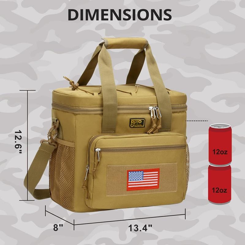 Lunch Box for Men, Tactical Lunch Bag MOLLE Webbing Leakproof Insulated Large Lunch Cooler Women Adult Meal with Adjustable Shoulder Strap Durable Lunch Pail (Brown)