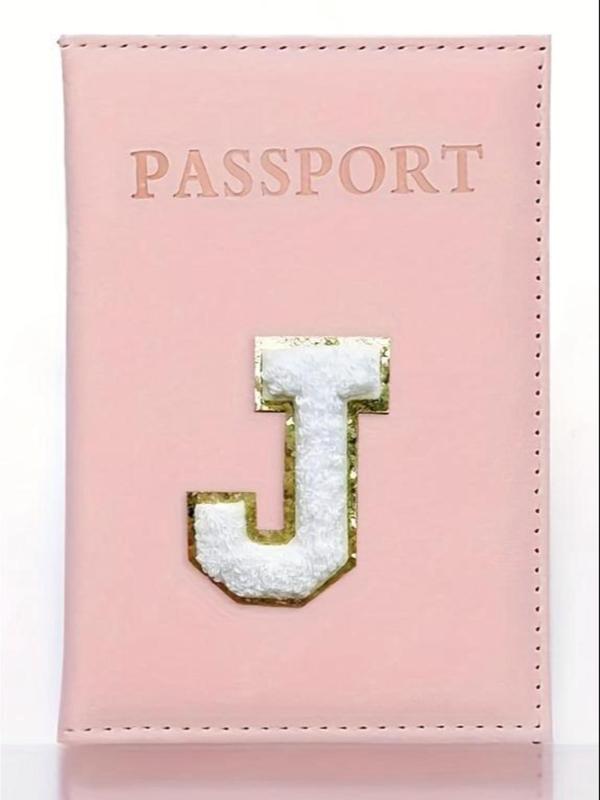 Letter Embroidered Design Passport Case,  2024 New Style Pu Leather Passport Cover for Daily Use, Perfect Gift for Teens Women Perfect Travel Accessories