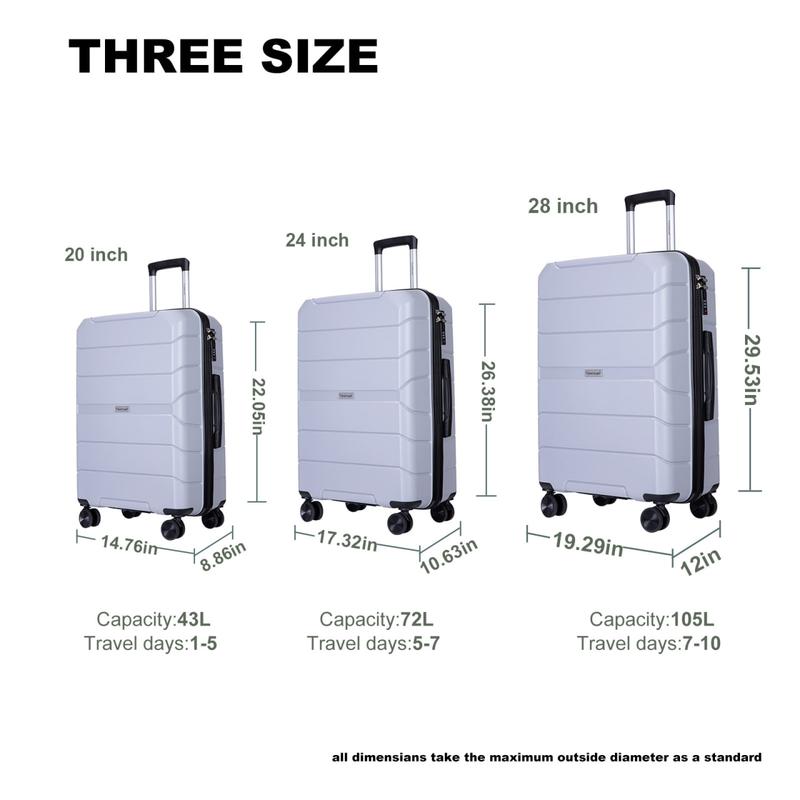 Travelhouse 3 Piece Hardside Luggage Set Hardshell Lightweight Suitcase with TSA Lock Spinner Wheels 20in24in28in