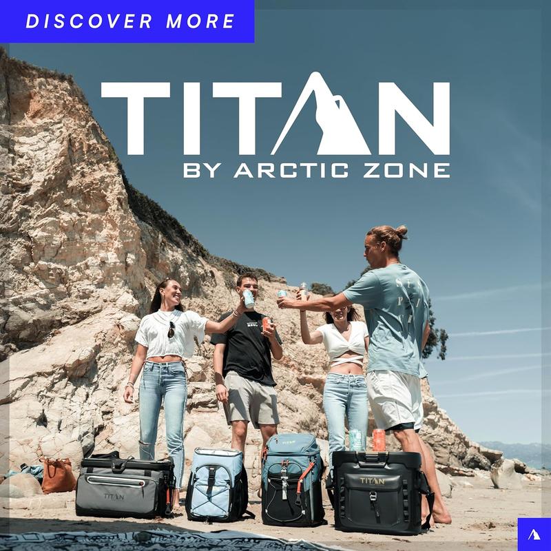 Titan Deep Freeze 60 (50+10) Can Wheeled Cooler - Collapsible Rolling Cooler with Wheels and All-Terrain Cart