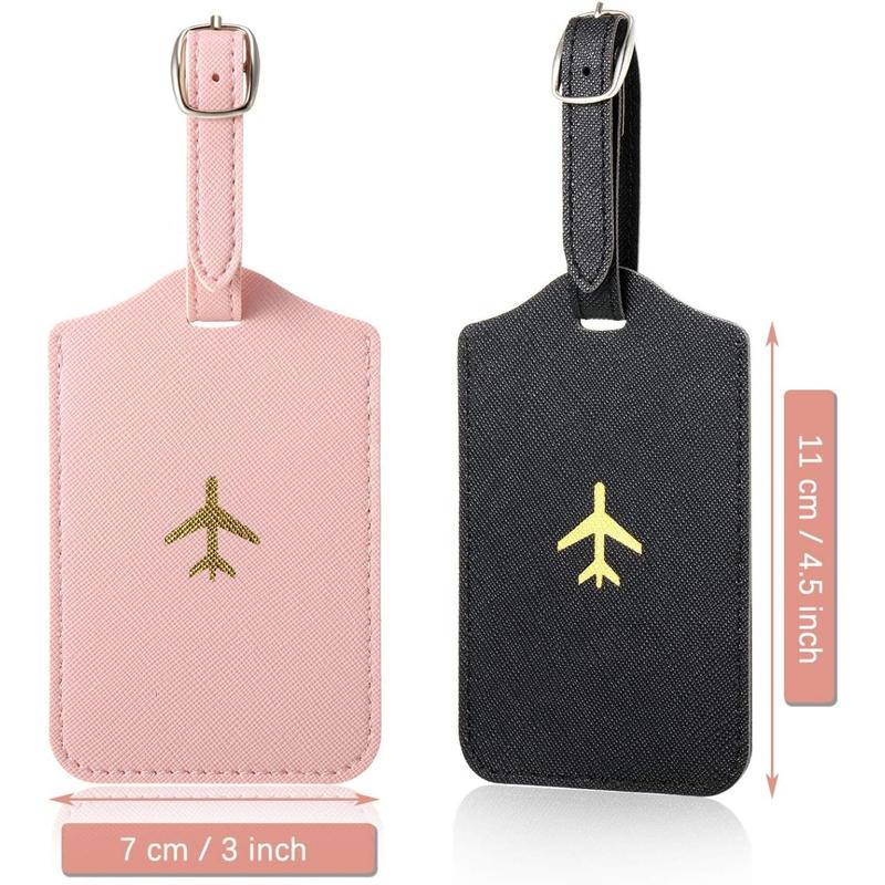 2 Count Passport Covers and 2 Pieces Luggage Tags, Passport Holder Travel Suitcase Tag (Pink, Black)