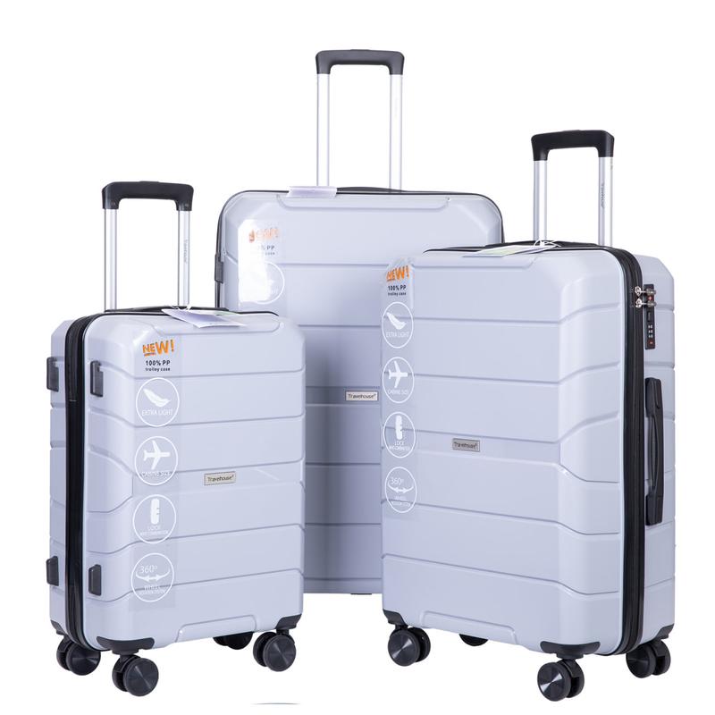 Travelhouse 3 Piece Hardside Luggage Set Hardshell Lightweight Suitcase with TSA Lock Spinner Wheels 20in24in28in