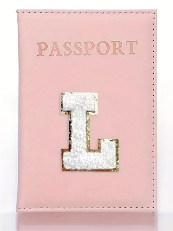 Letter Embroidered Design Passport Case,  2024 New Style Pu Leather Passport Cover for Daily Use, Perfect Gift for Teens Women Perfect Travel Accessories