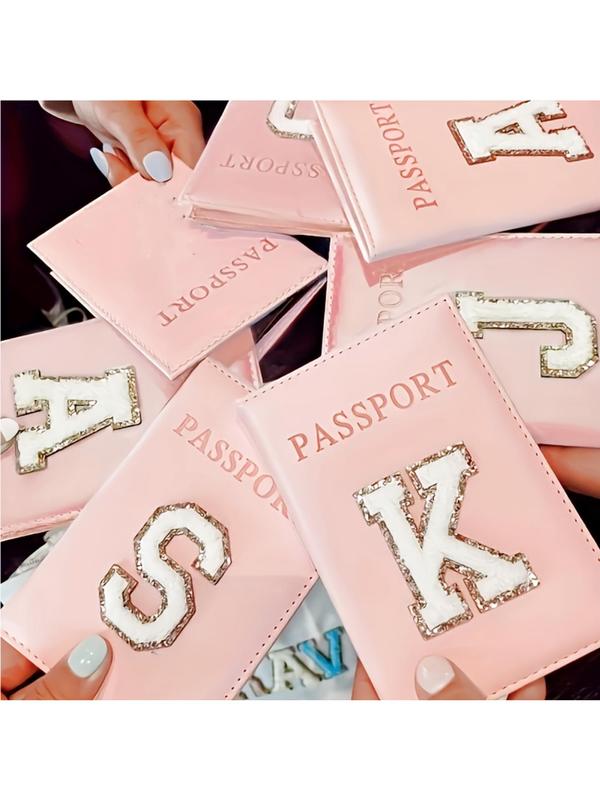 Letter Embroidered Design Passport Case,  2024 New Style Pu Leather Passport Cover for Daily Use, Perfect Gift for Teens Women Perfect Travel Accessories