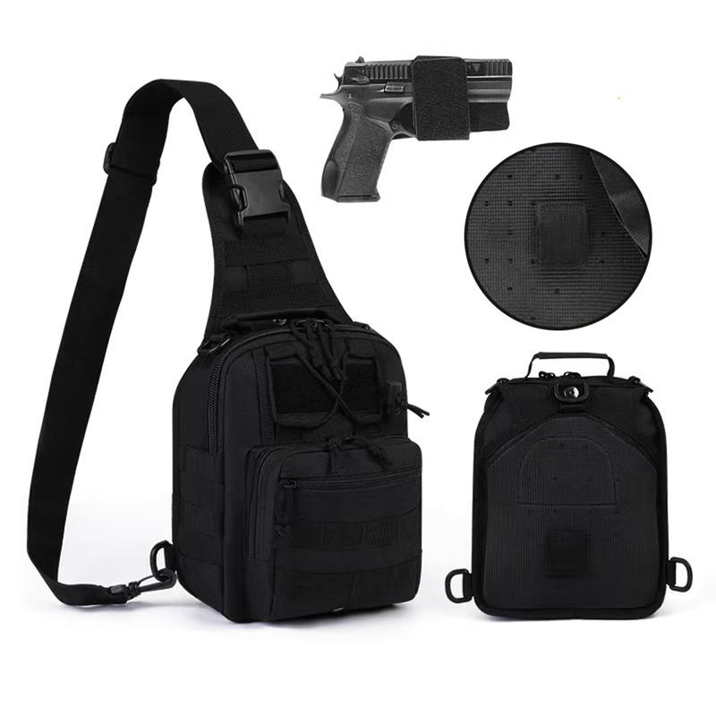 Tactical Shoulder Sling Bag for Men - Small Outdoor Chest Pack for Traveling, Trekking, Camping, Rover Sling Daypack - Black