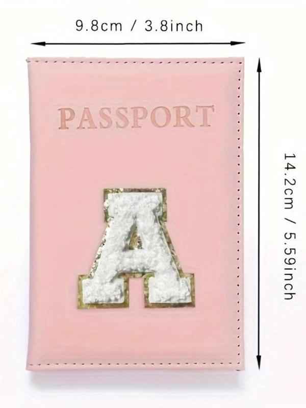 Letter Embroidered Design Passport Case,  2024 New Style Pu Leather Passport Cover for Daily Use, Perfect Gift for Teens Women Perfect Travel Accessories