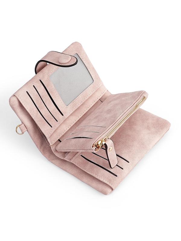 Women's Vintage Short Trifold Wallet with Snap Closure, Casual Plain Color Card Holder, Multi Card Slot Wallet for Women & Girls