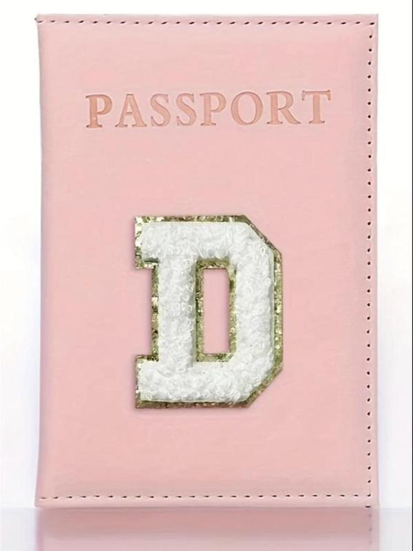 Letter Embroidered Design Passport Case,  2024 New Style Pu Leather Passport Cover for Daily Use, Perfect Gift for Teens Women Perfect Travel Accessories