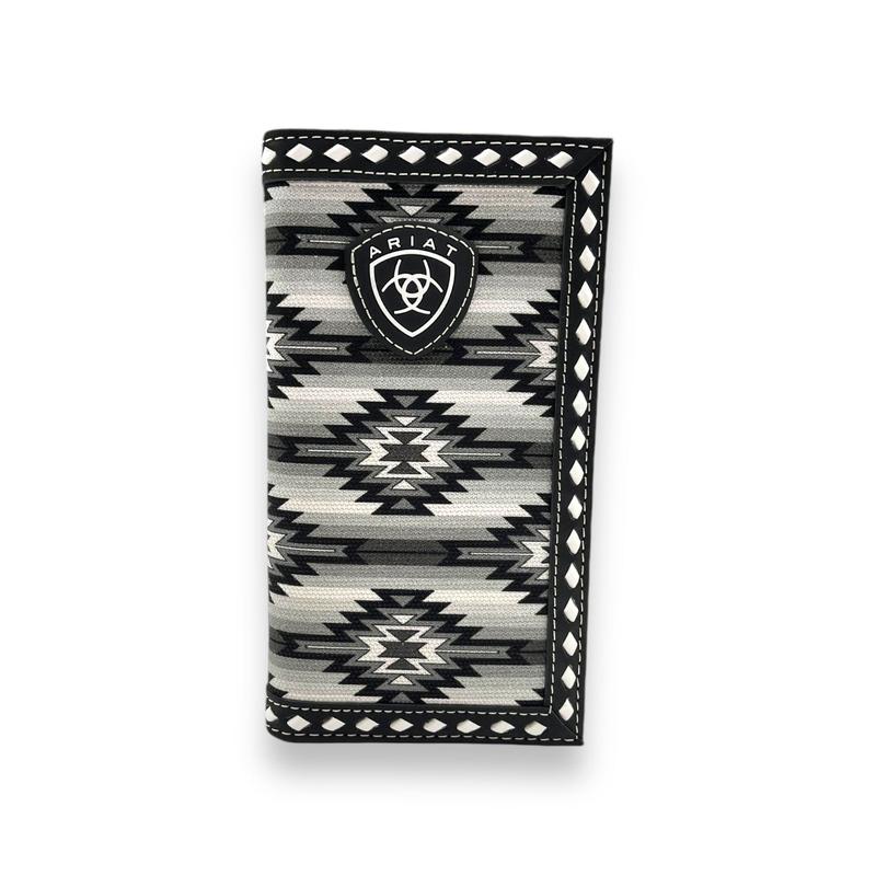 Men's Rodeo Wallet Checkbook Cover - Black White Diamond Lacing