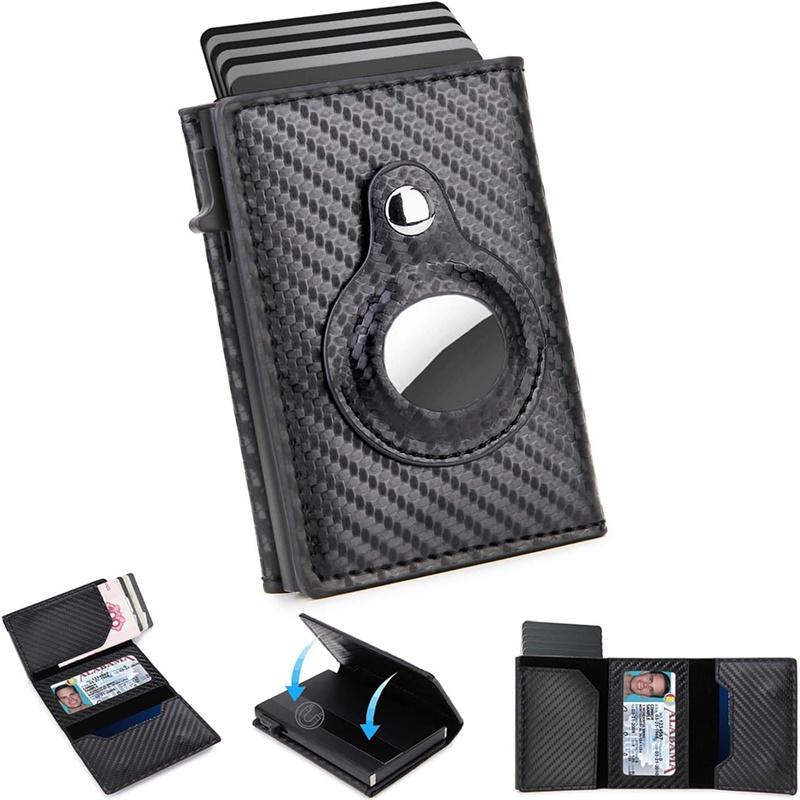 Businessman Mens Smart Wallet Card Holder: Leather, Compatible , Slim, Carbon Fiber, Minimalist  Card Capacity ID Window Cash Slot