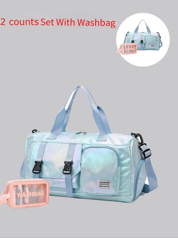 Women's Luggage Tote Bag & Clear Makeup Bag Set, Large Capacity Gym Travel Duffle Bag with Shoe Compartment & Wet Pocket, Sport Bag Set for Workout