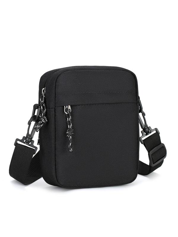 Men's Casual Solid Color Zipper Crossbody Bag with Adjustable Strap, Small Square Shoulder Bag for Daily Used, Casual Trendy Versatile High-quality Daily Commuting Bag, Girl Fashionable Shopping Bag