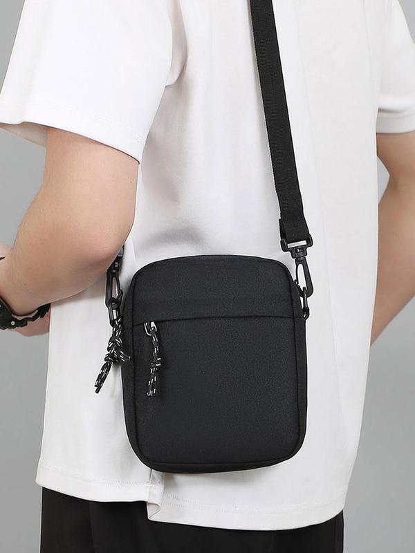 Men's Casual Solid Color Zipper Crossbody Bag with Adjustable Strap, Small Square Shoulder Bag for Daily Used, Casual Trendy Versatile High-quality Daily Commuting Bag, Girl Fashionable Shopping Bag