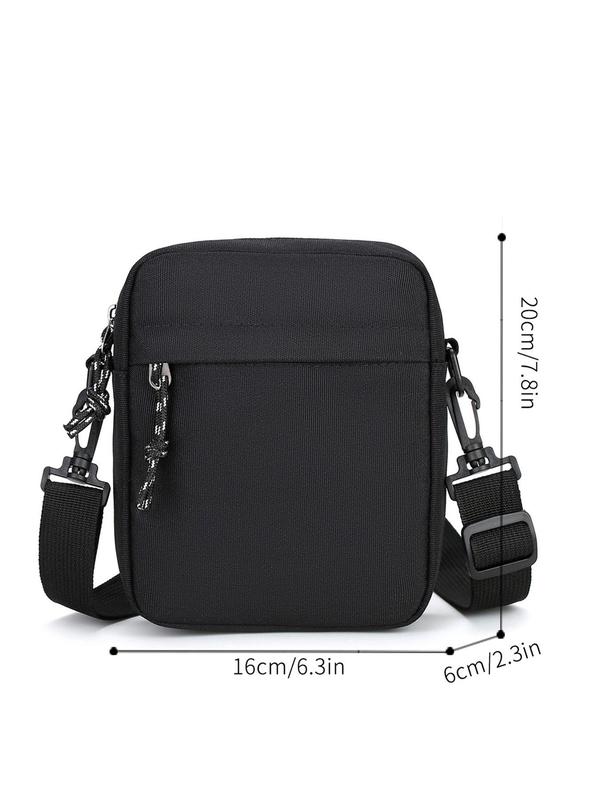 Men's Casual Solid Color Zipper Crossbody Bag with Adjustable Strap, Small Square Shoulder Bag for Daily Used, Casual Trendy Versatile High-quality Daily Commuting Bag, Girl Fashionable Shopping Bag