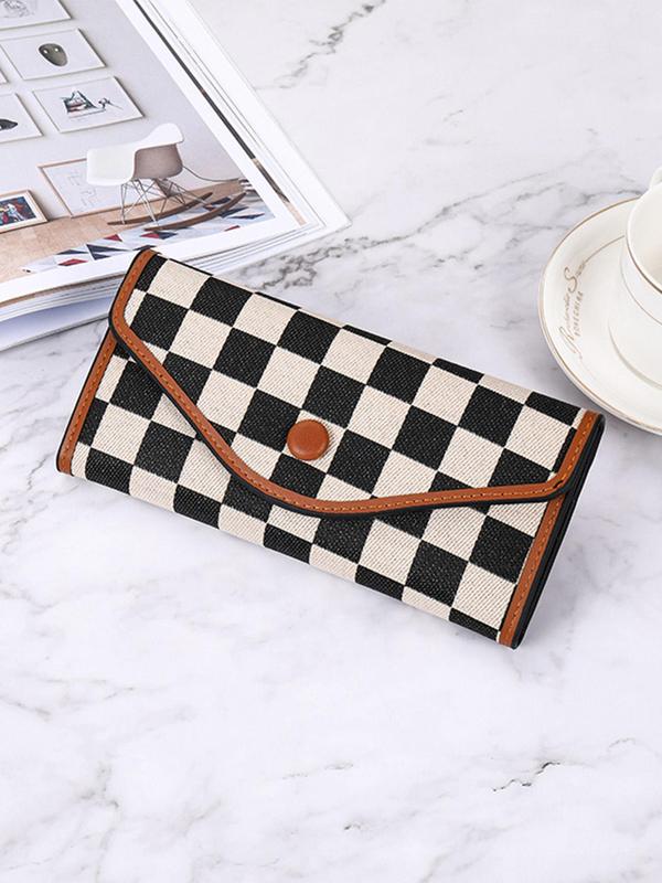 Women's Fashionable Checkerboard  Pattern Long Wallet, Casual Versatile Card Holder for Women & Girls, Trendy All-match & Exquisite Wallet for Birthday Gift