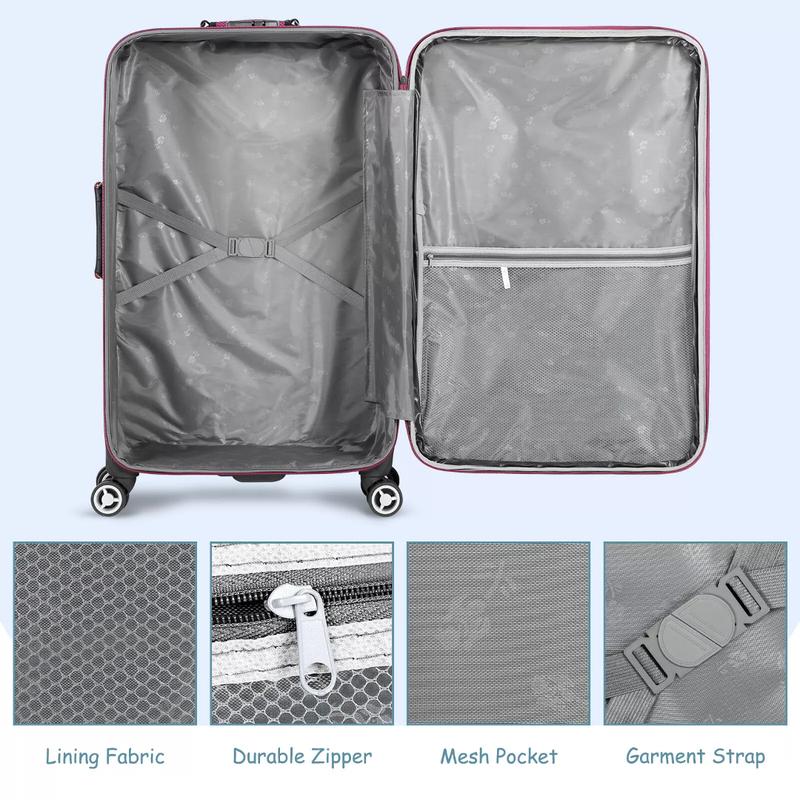 3PCS Softside Luggage w Lock Spinner Wheel Lightweight Expandable 20'' 24