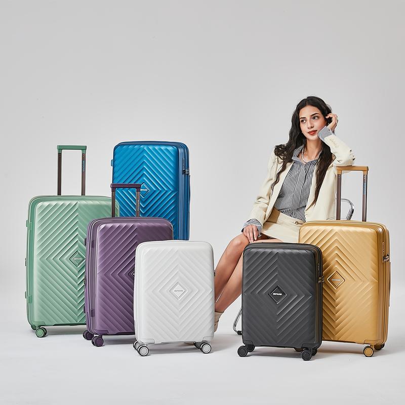 3-Piece Expandable Lightweight Spinner Luggage Set With 20 24 28 Inch, PP Material Suitcase