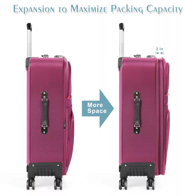 3PCS Softside Luggage w Lock Spinner Wheel Lightweight Expandable 20'' 24