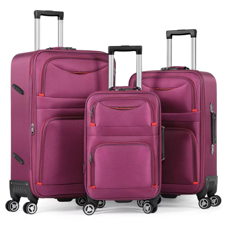 3PCS Softside Luggage w Lock Spinner Wheel Lightweight Expandable 20'' 24