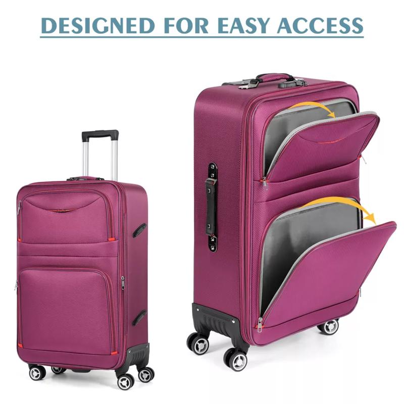 3PCS Softside Luggage w Lock Spinner Wheel Lightweight Expandable 20'' 24