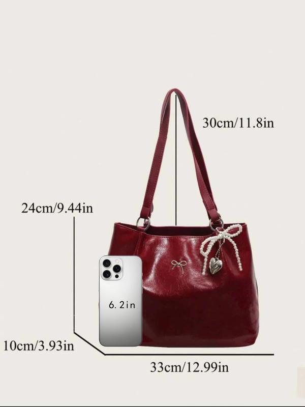 Women's Elegant Bowk Decorated Tote Bag, Fashionable Large Capacity Shoulder Bag for Daily Used, Casual Trendy Versatile High-quality Daily Commuting Bag