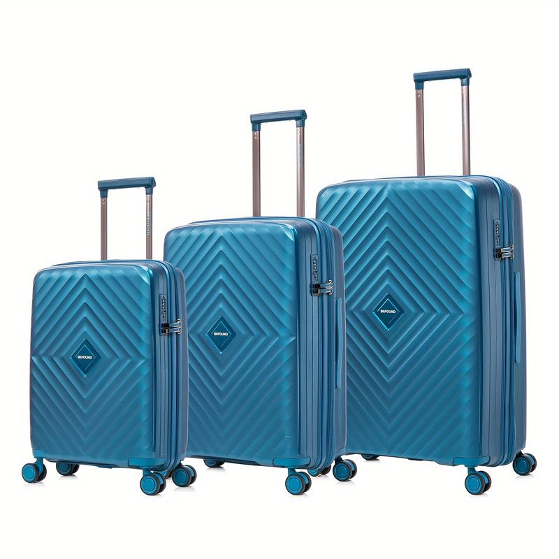 3-Piece Expandable Lightweight Spinner Luggage Set With 20 24 28 Inch, PP Material Suitcase