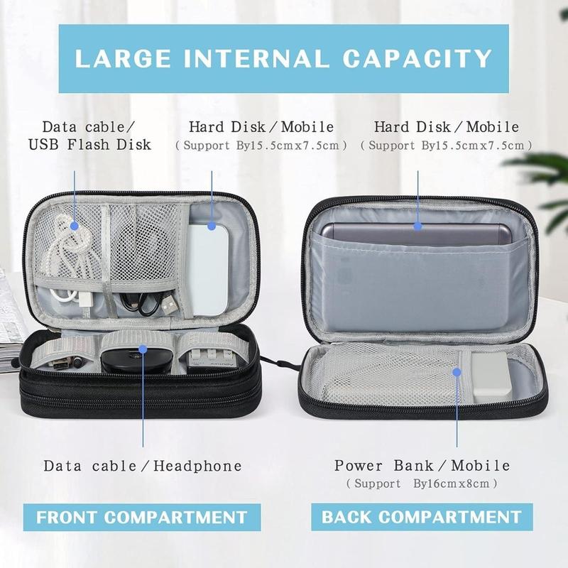 Travel Cable Organizer Pouch Electronic Accessories Carry Case Portable Waterproof Double Layers All-in-One Storage Bag for Cord, Charger, Phone, Earphone Black(Lucky Home)