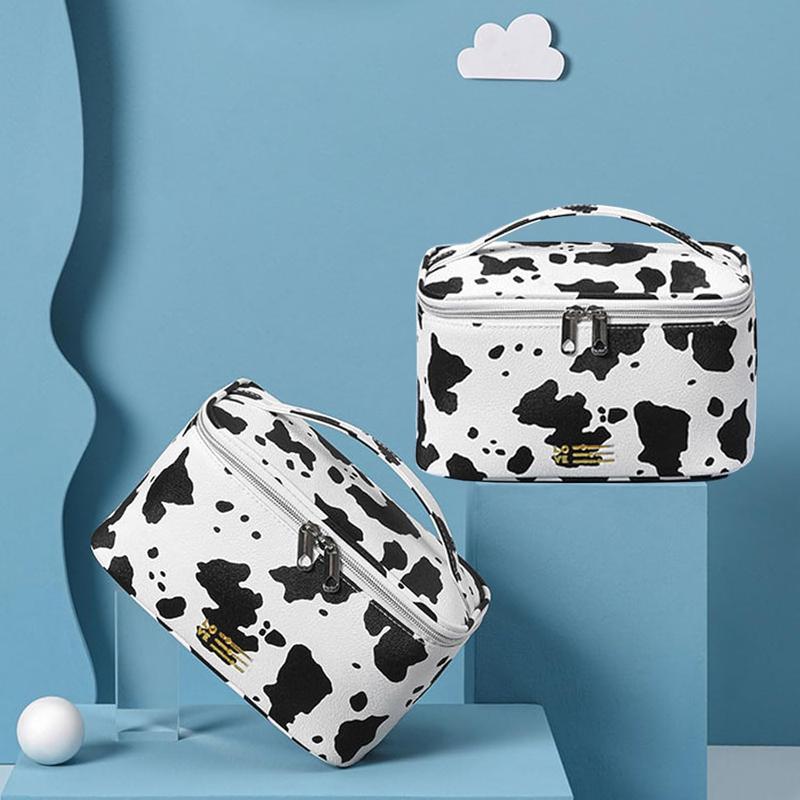 Portable Makeup Bag Cosmetic Bags for Women Medium Pouch Case Purse Make Up Organization Waterproof (Print Cow)