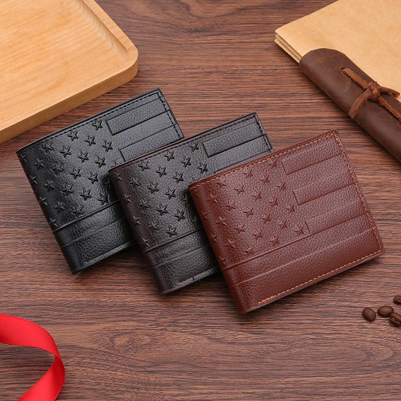 New multi-card slot wallet creative fashion embossed horizontal business short men's wallet casual wallet for men