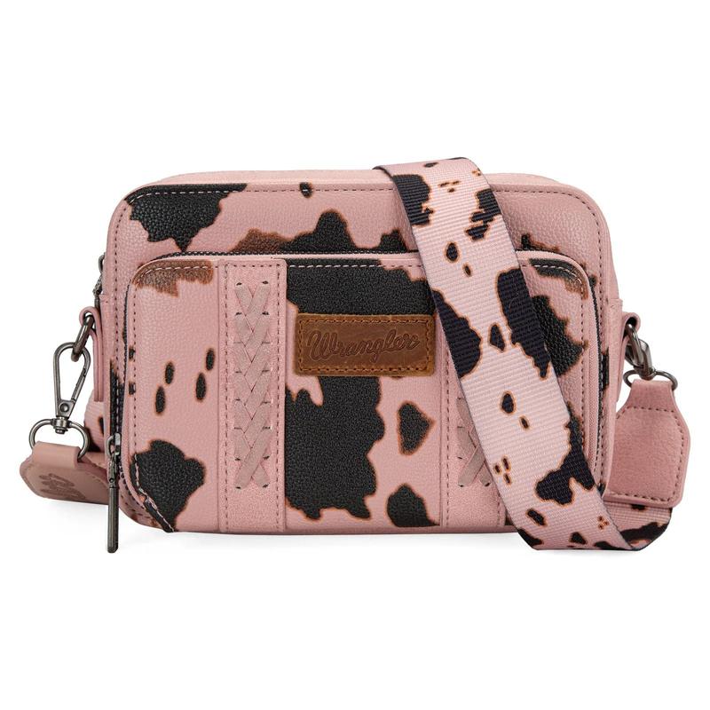 Wrangler Cow Print Crossbody Purse With Wallet Compartment