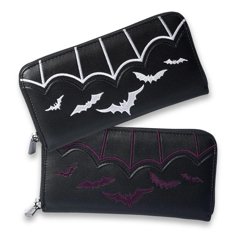 Embroidered Spiderweb Bats Wallets