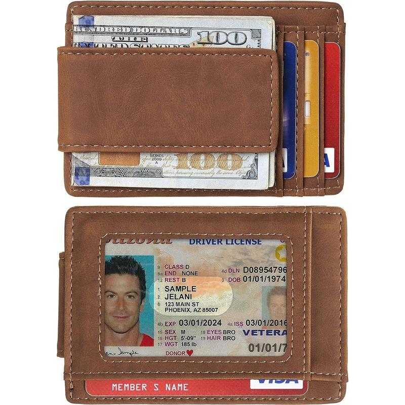 Genuine Leather Front Pocket Money Clip Wallet