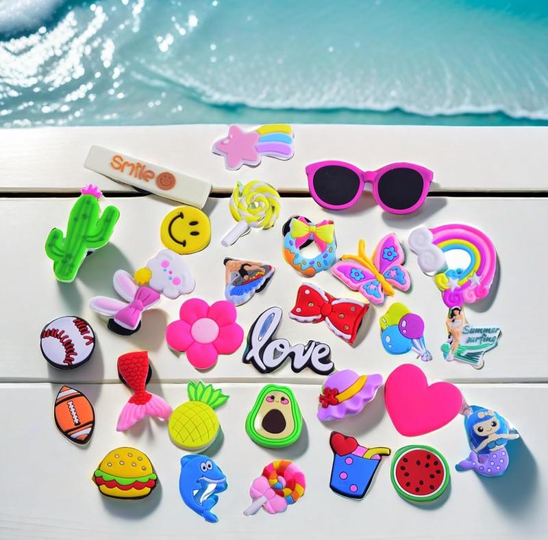 Charms for Bogg Bag Accessories Beach Baseball Charms 30pack Random Color Cute PVC Rubber Beach Bag Charms Decoration,Bag Charms for Handbags Tote bags Girls Women Beach Charms