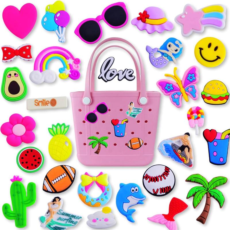 Charms for Bogg Bag Accessories Beach Baseball Charms 30pack Random Color Cute PVC Rubber Beach Bag Charms Decoration,Bag Charms for Handbags Tote bags Girls Women Beach Charms