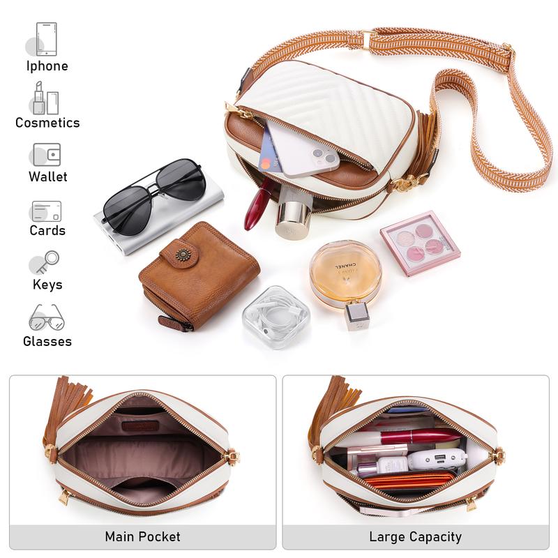 Crossbody Bags for Women, Shoulder Handbags with Two Adjustable Wide Strap, Quilted Crossbody Purses for Women