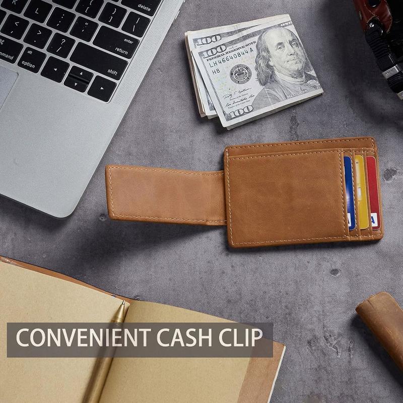 Genuine Leather Front Pocket Money Clip Wallet