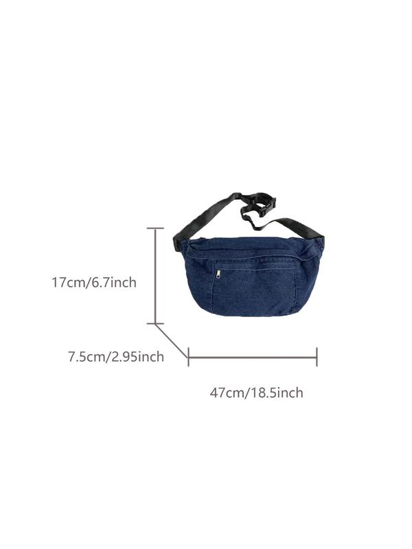 Women's  Solid Color Fanny Pack, Fashionable Casual Zipper Chest Bag for Daily Used, Simple All-match Sling Bag for Women & Girls