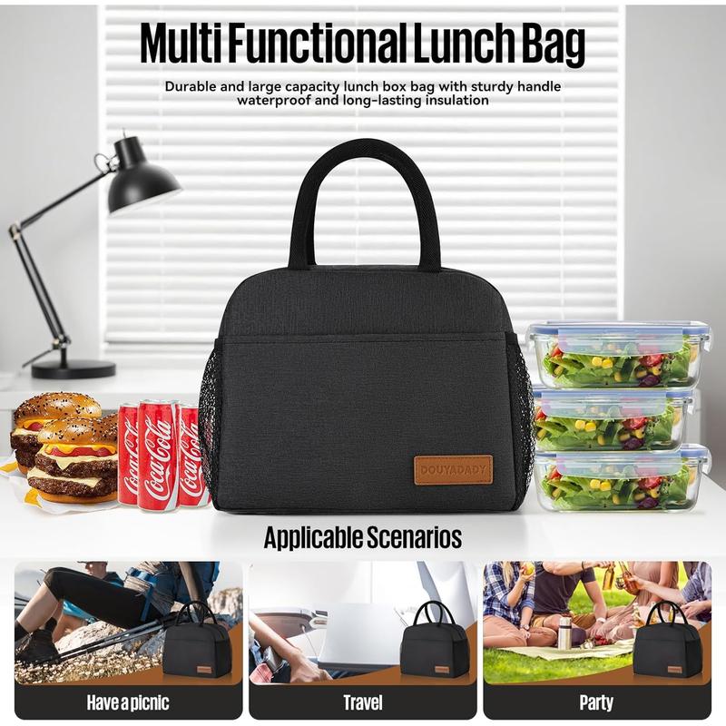 Lunch Bag Women Men Lunch Box Women Men (Black) douyadady-1