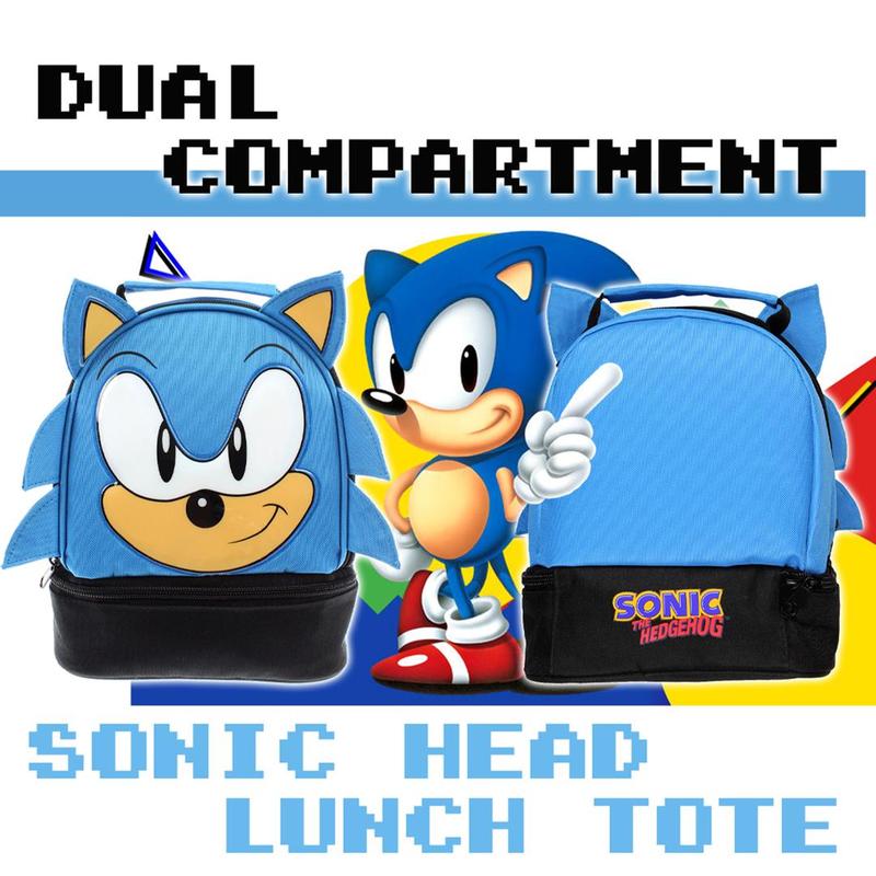 Sega Sonic the Hedgehog Lunch Bag Big Face Dual Compartment Lunch Box Kit