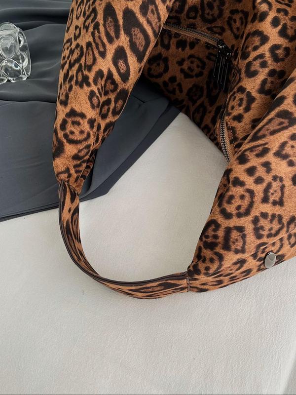 Fashion Leopard Pattern Hobo Bag, Casual Large Capacity Shoulder Bag for Women, Trendy All-match Bag for Daily Use