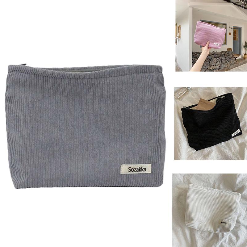 Corduroy Material Clutch Bag, Portable Makeup Bag, Solid Color Makeup Pouch, Skincare Bag, Toiletry Bag, Travel Essentials, Dorm Essentials