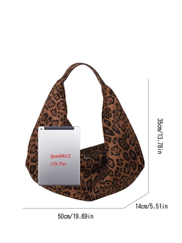 Fashion Leopard Pattern Hobo Bag, Casual Large Capacity Shoulder Bag for Women, Trendy All-match Bag for Daily Use