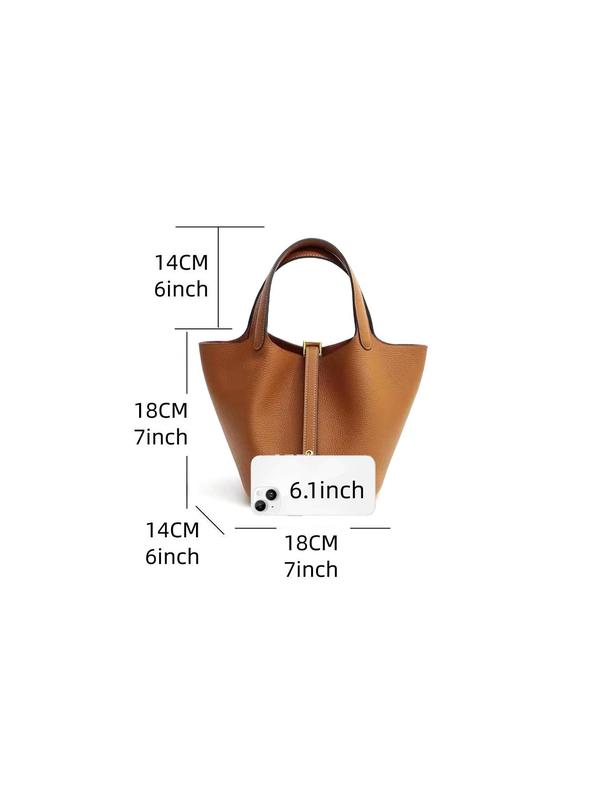 [Black Friday Sales]Women's Fashionable Plain Color Leather Bag, Casual Versatile Handbag with Lock Design, Trendy All-match Handbag for Daily Use